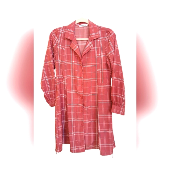 Source Unknown Tops - Women's Red And White Plaid Button-Up Shirt Dress-Size S NWOT